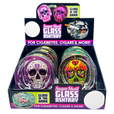 Glass Ashtray in Skull Shaped Design - 6 Pieces Per Retail Ready Wholesale Display 20120