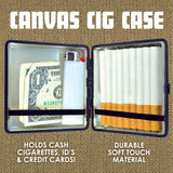 Canvas and Metal Cigarette Case with Hinge - 8 Pieces Per Retail Ready Display 23985