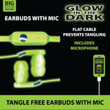 Wired Earbuds Glow in The Dark with Mic - 3 Pieces Per Pack 20614