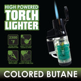 Colored Butane Molded Torch Lighter - 12 Pieces Per Retail Ready Display 22383
