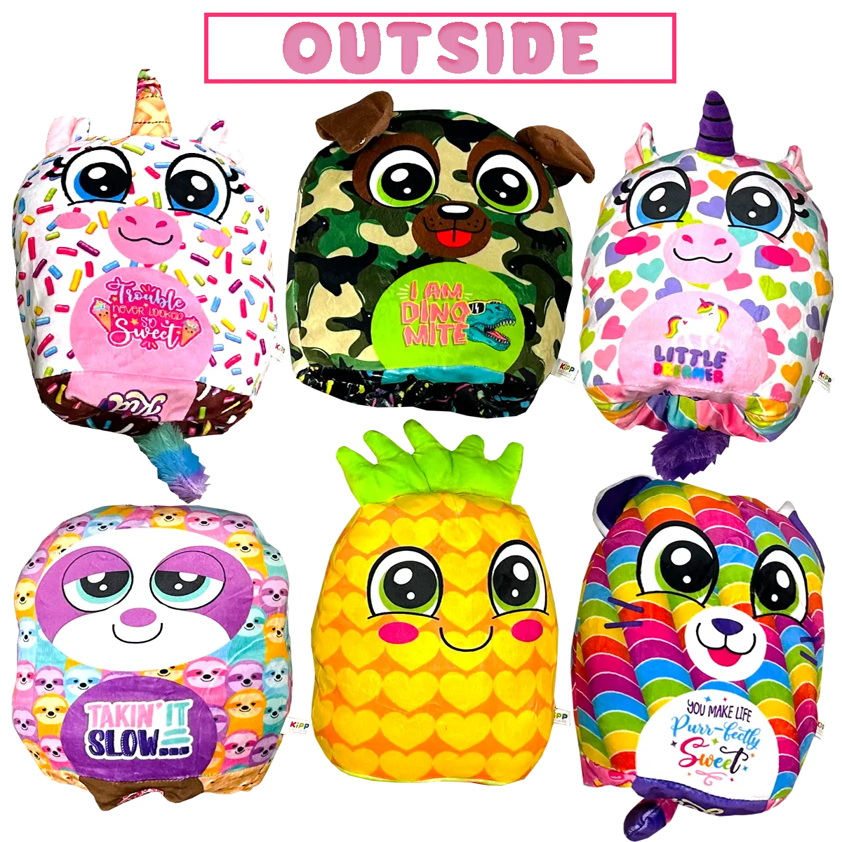 Reversible Fluffy Stuffy Plush with Merchandising Strip - 6 Pieces Per Pack 23578 KIPP BROTHERS