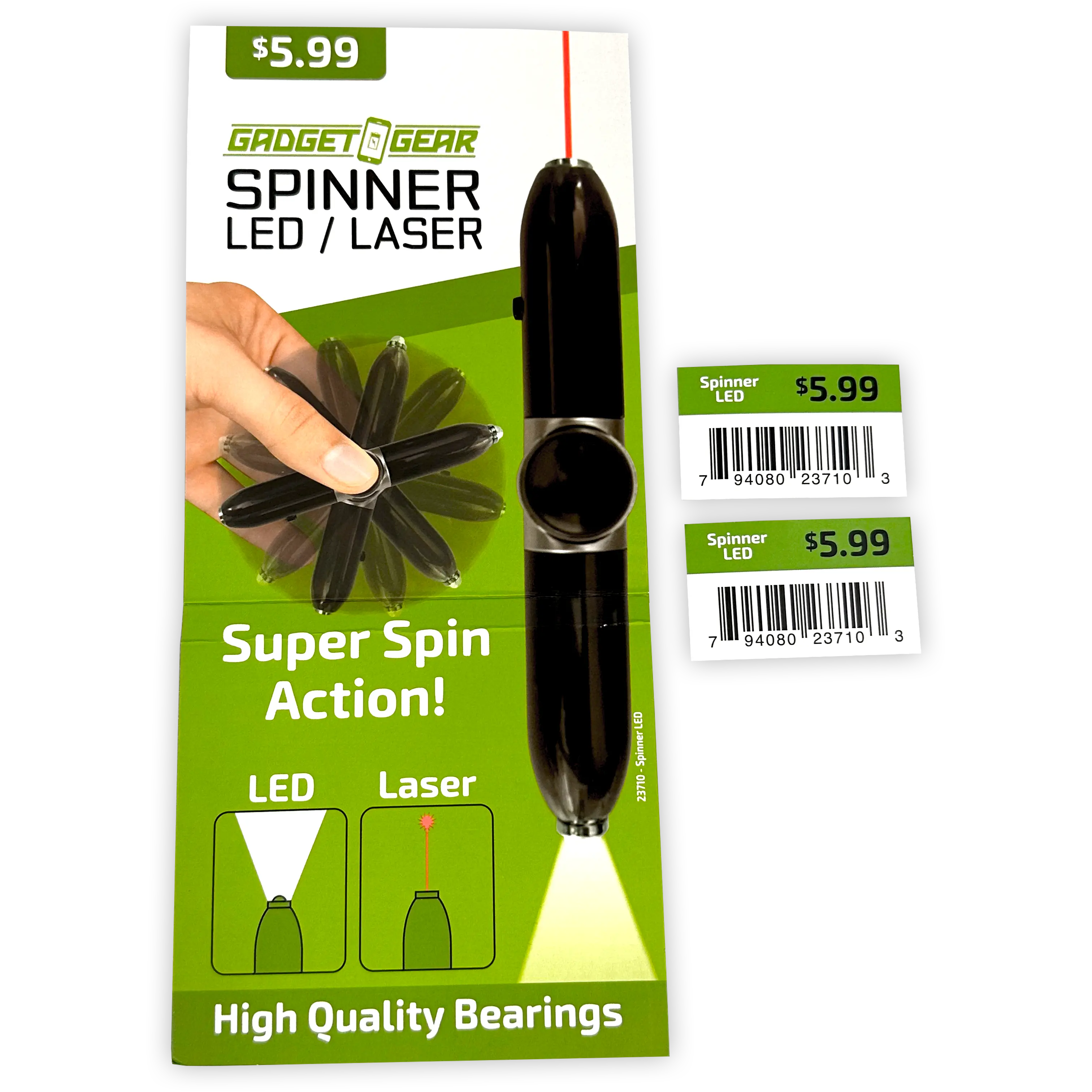 Laser Pointer Fidget Spinner With Light - 6 Pieces Per Retail Ready Display 23710 GADGET GEAR