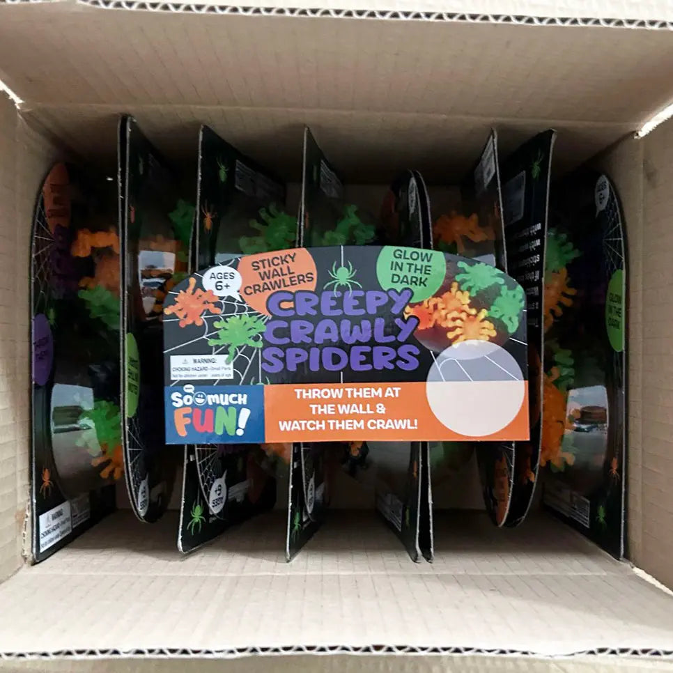 Glow in The Dark Sticky Spiders - 12 Pieces Per Pack 24775 KIPP BROTHERS