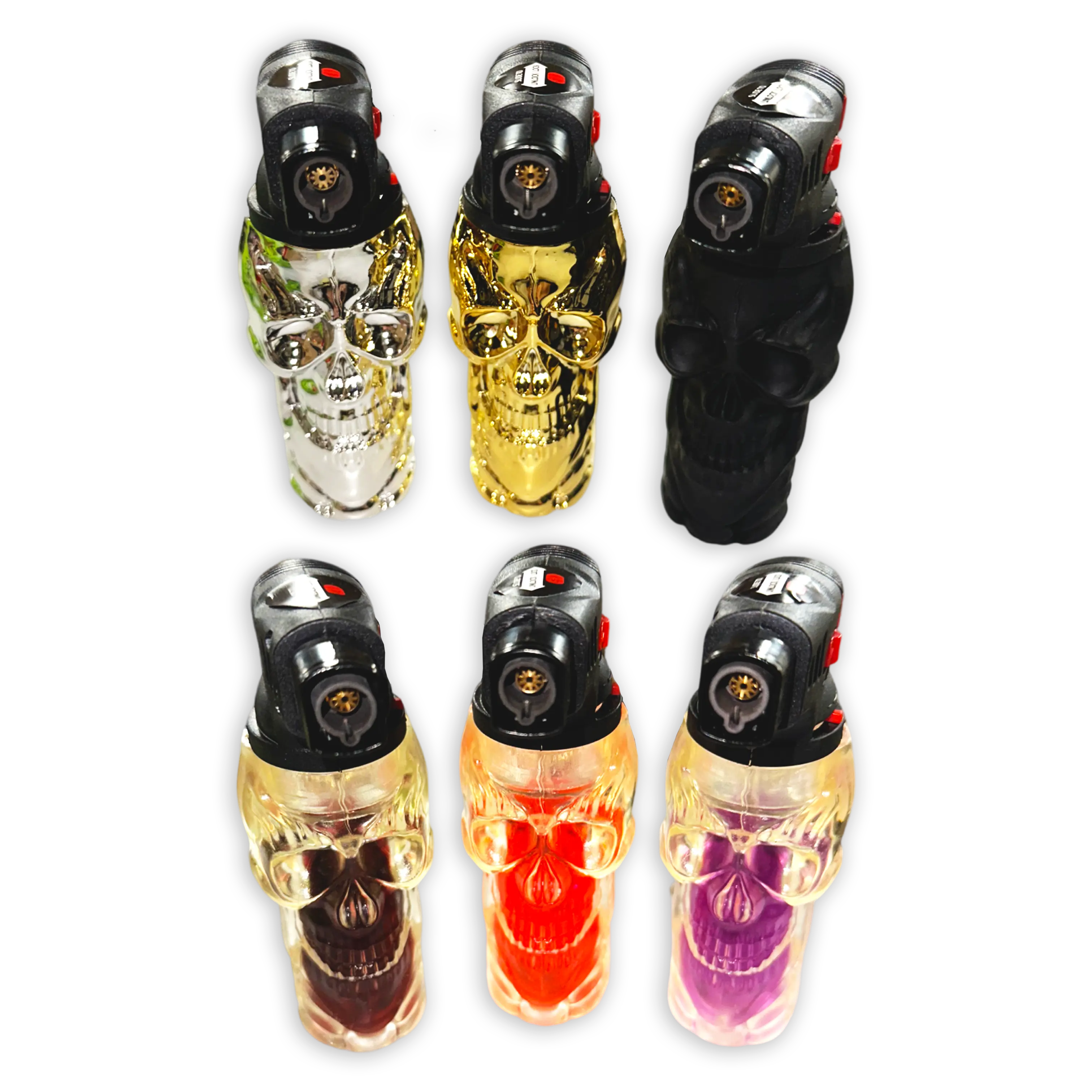 Metallic XXL Skull Torch Lighter - 6 Pieces Per Retail Ready Display 41484 SMOKEZILLA