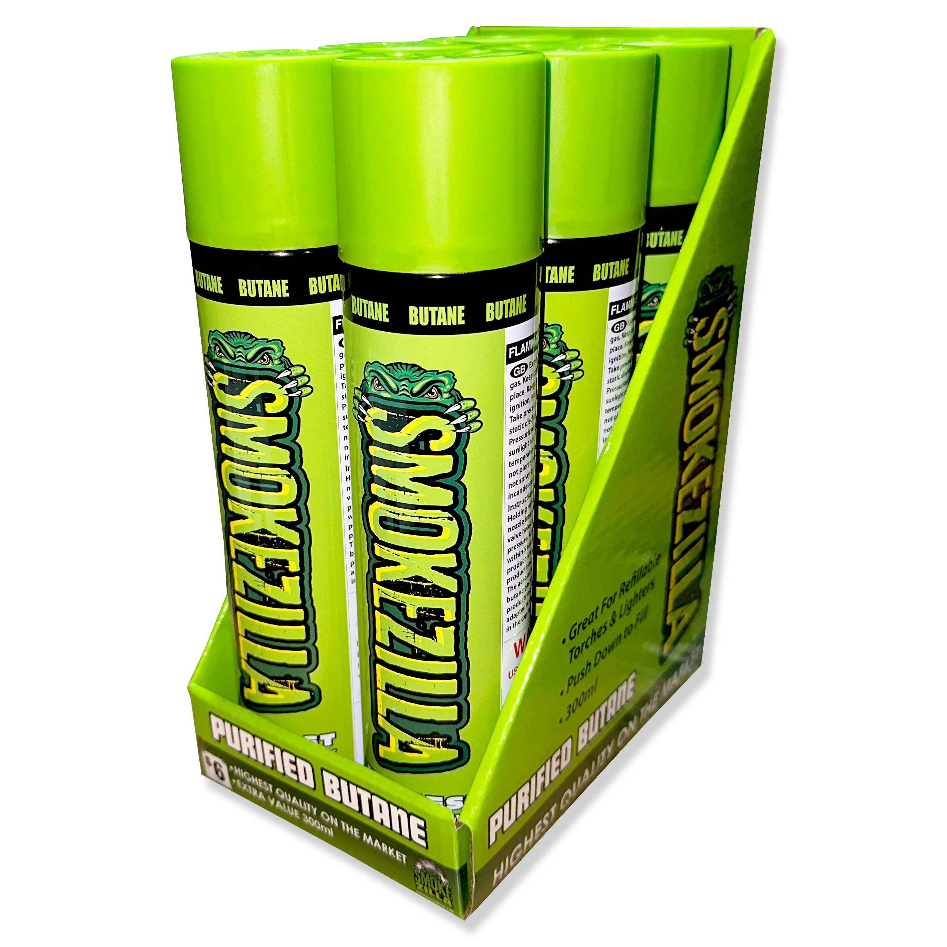 300ML Bulk Smokezilla Butane Refill - 6 Pieces Per Retail Ready Display 41495 SMOKEZILLA
