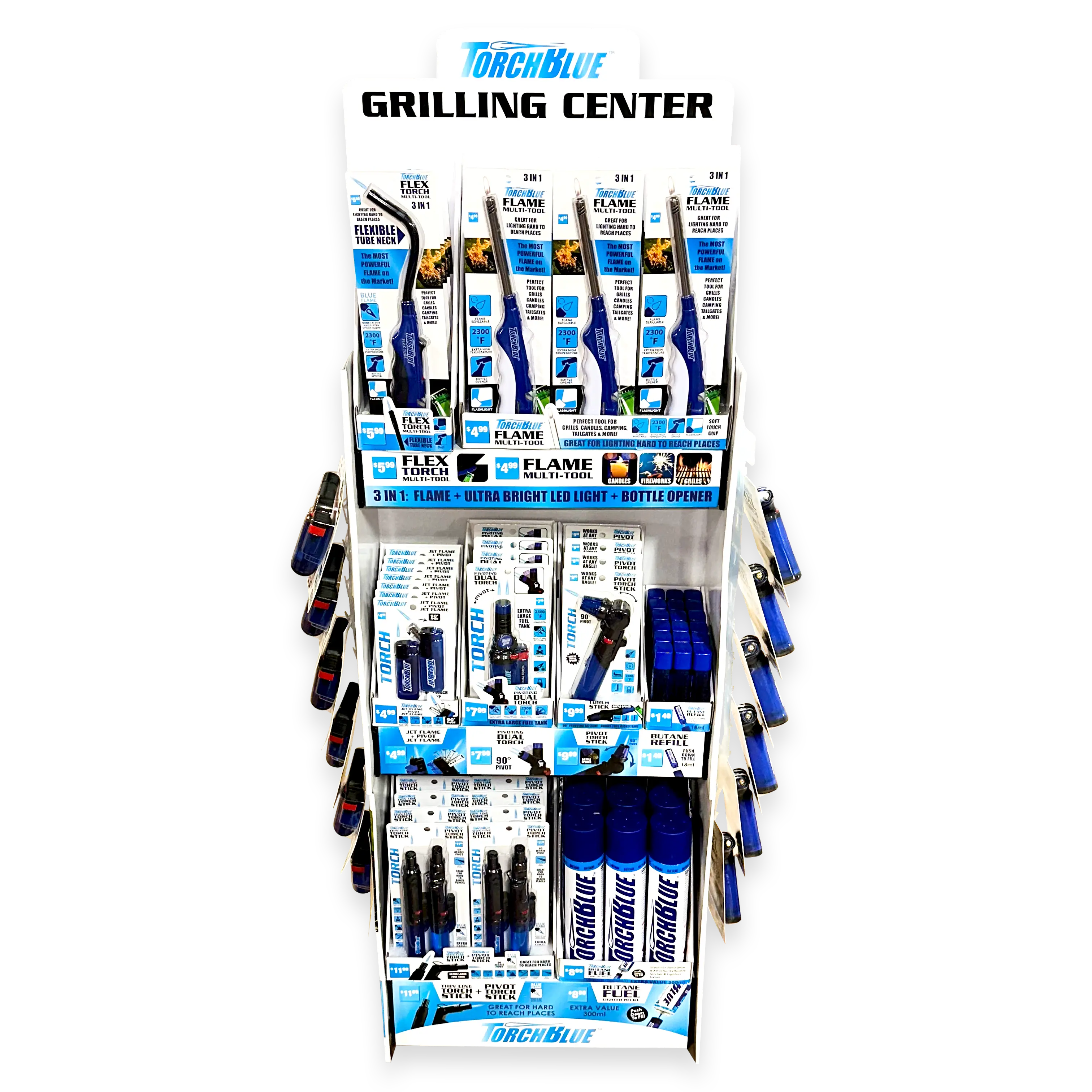 Grilling Center Assortment Floor Display - 81 Pieces Per Retail Ready Display 88444 TORCH BLUE