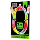 Charging Cable Rainbow Assortment 3FT - 12 Pieces Per Retail Ready Display 88456 GADGET GEAR