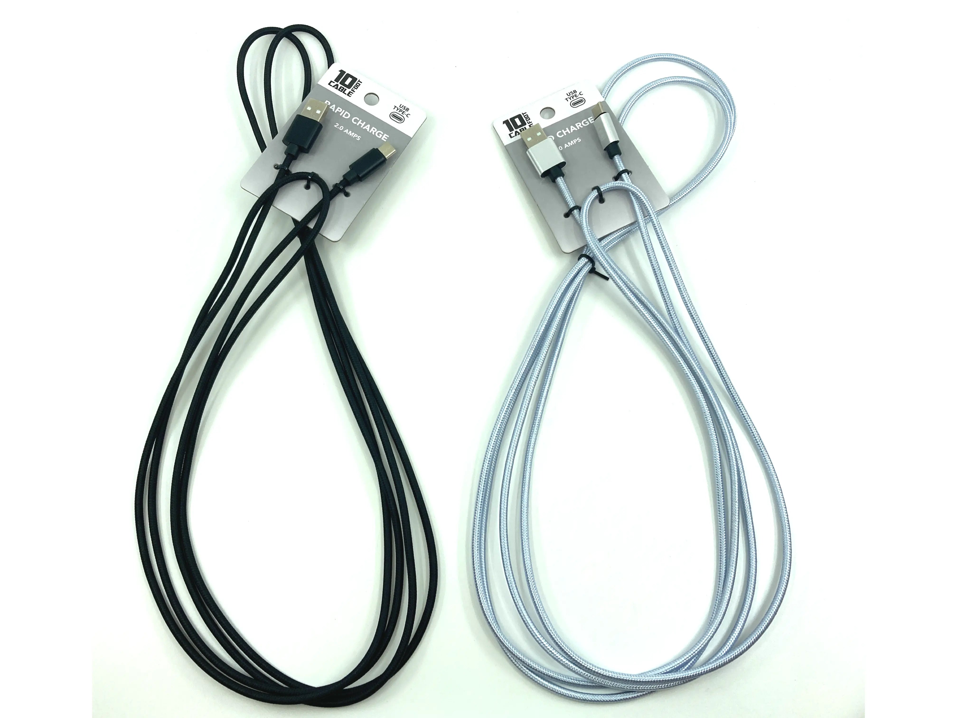 10FT Braided Sync and Charge Cable Assortment Floor Display - 36 Pieces Per Retail Ready Display 88479 ROUGHNECK