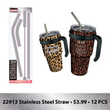 30 oz Insulated Stainless-Steel Cup with Handle and Straw Assortment - 17 Pieces Per Pack 88530 ROUGHNECK