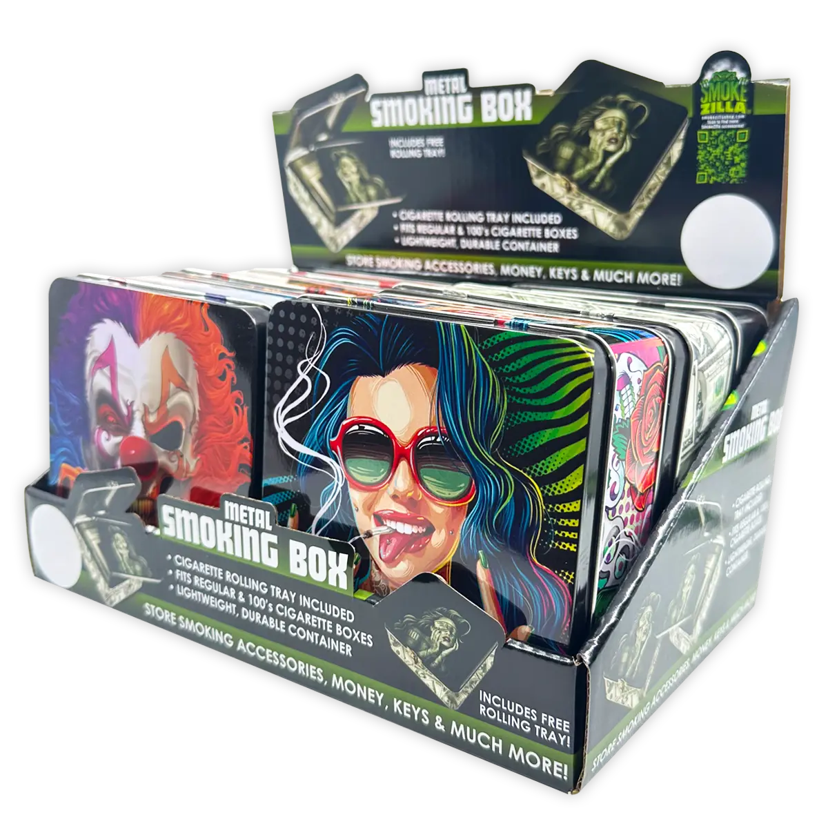 Metal Storage Box with Roll Tray - 6 Pieces Per Retail Ready Display 23253 SMOKEZILLA