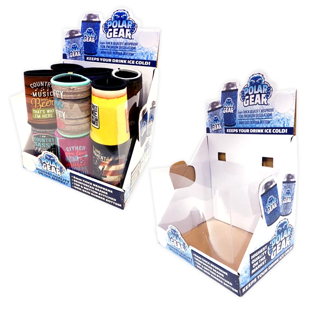 Neoprene Can and Bottle Cooler Assortment - 12 Pieces Per Retail Ready Display 23413 POLAR GEAR