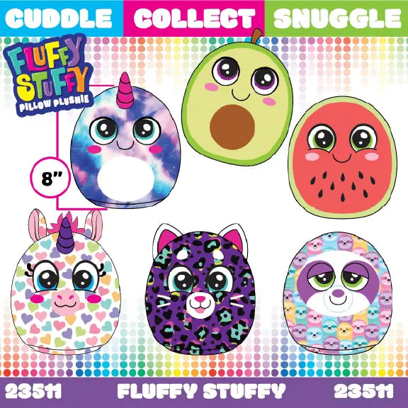 Pillow Plush Fluffy Stuffy Assortment Floor Display - 30 Pieces Per Retail Ready Display 88438 KIPP BROTHERS