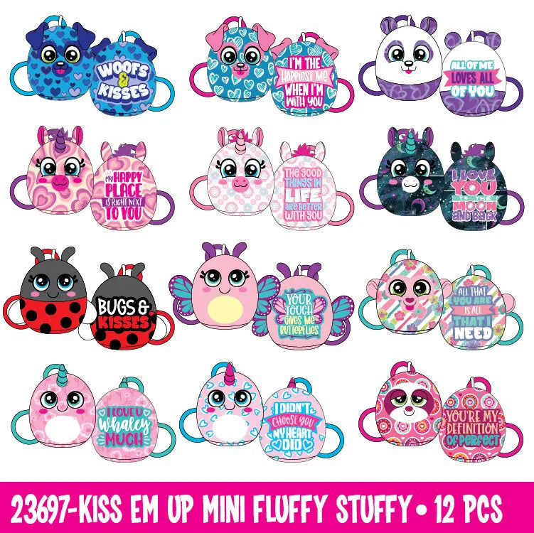 Wholesale Mini Kiss'Em Up Plush Clips 12 Pieces Per Display 23697 KIPP BROTHERS