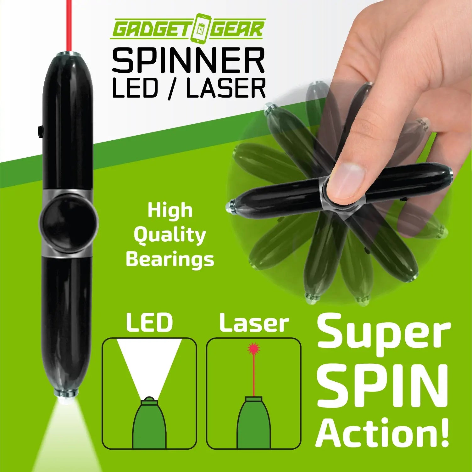 Laser Pointer Fidget Spinner With Light - 6 Pieces Per Retail Ready Display 23710 GADGET GEAR