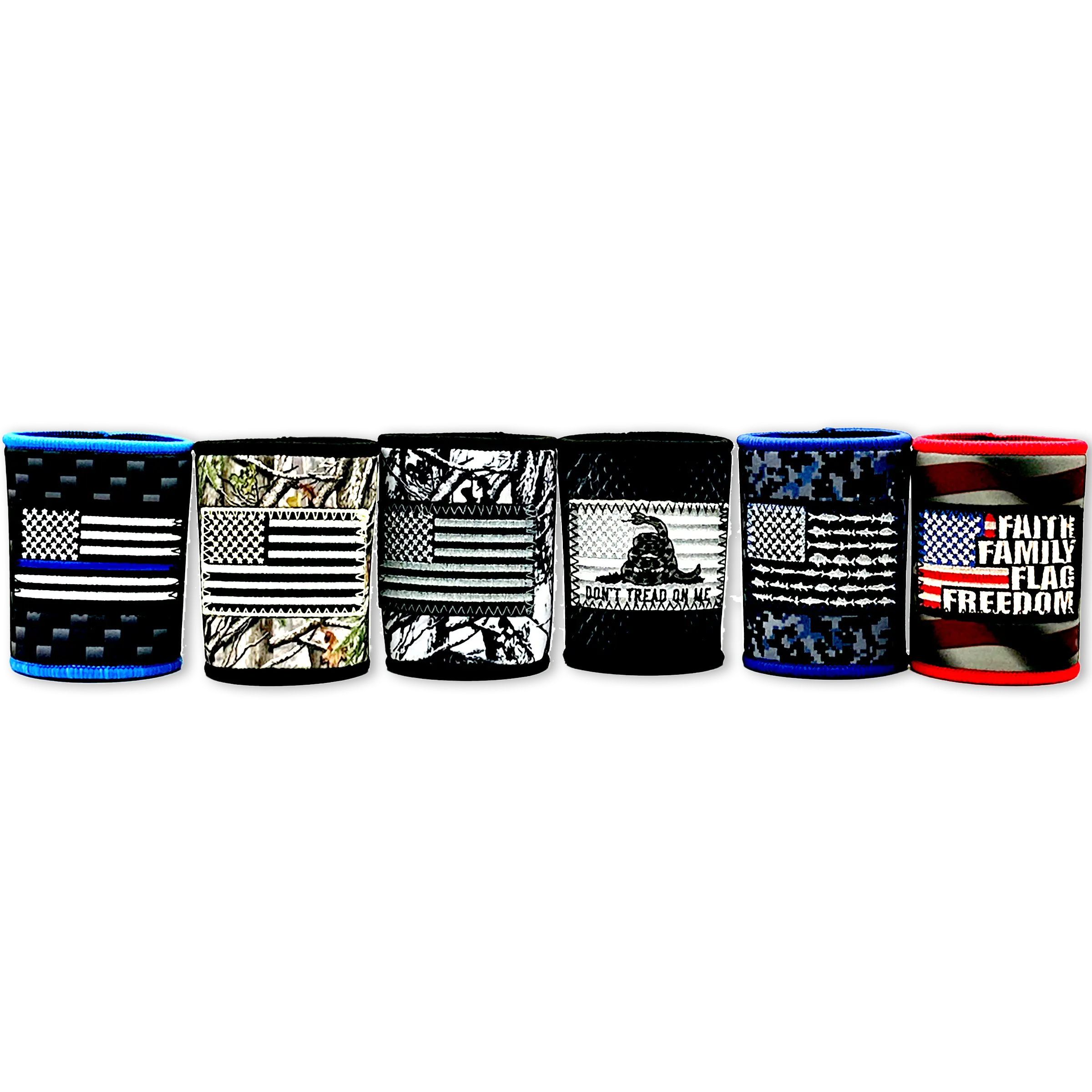 Patriotic Neoprene Can and Bottle Cooler with Patch - 6 Per Retail Ready Display 23761 POLAR GEAR