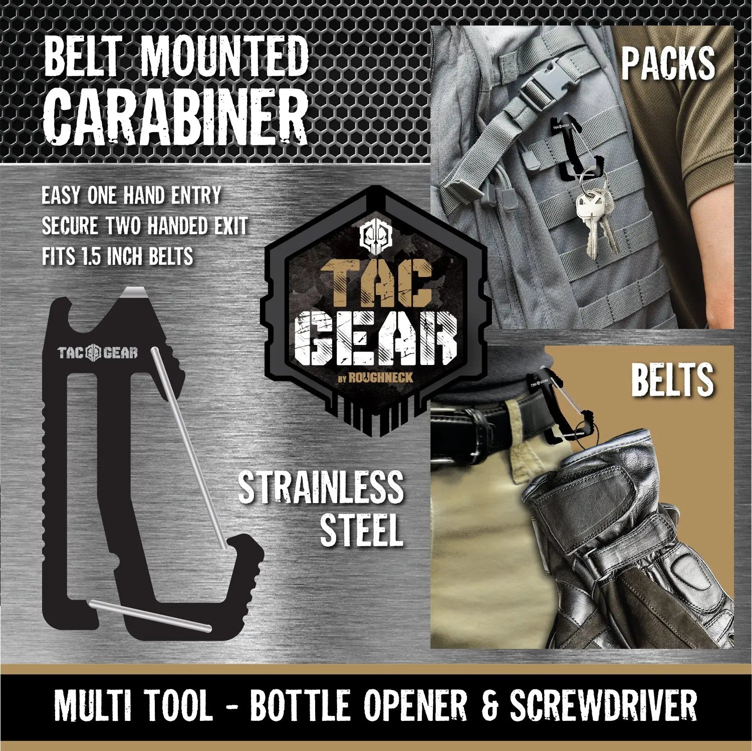 Multi-Tool Belt Mounted Carabiner - 12 Pieces Per Retail Ready Display 23762 TAC GEAR