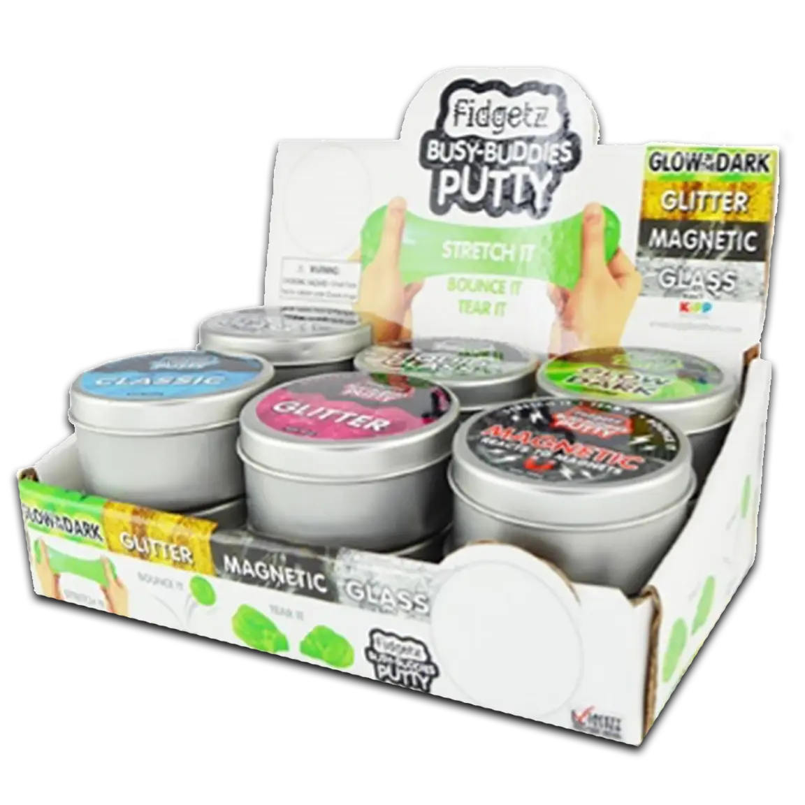 Fidget Slime Putty Assortment - 12 Pieces Per Retail Ready Display 23802 KIPP BROTHERS