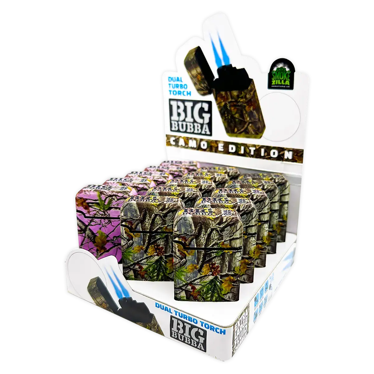Camo Torch Tower – 3 Tier Metal Countertop Assortment - 39 Pieces Per Retail Ready Display 88671 TORCH BLUE