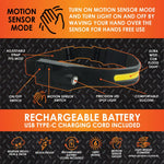 Headlamp Flashlight with Motion Sensor - 6 Pieces Per Retail Ready Display 23977 ROUGHNECK