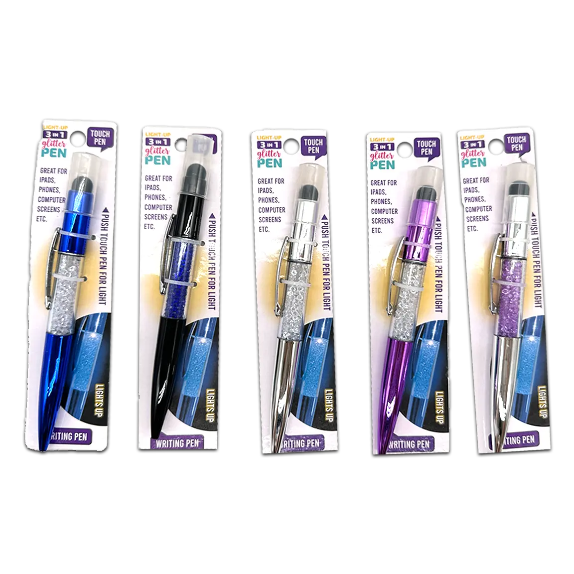 Light Up Glitter Pen with LED Light - 12 Pieces Per Retail Ready Display 23993 NOVELTY INC