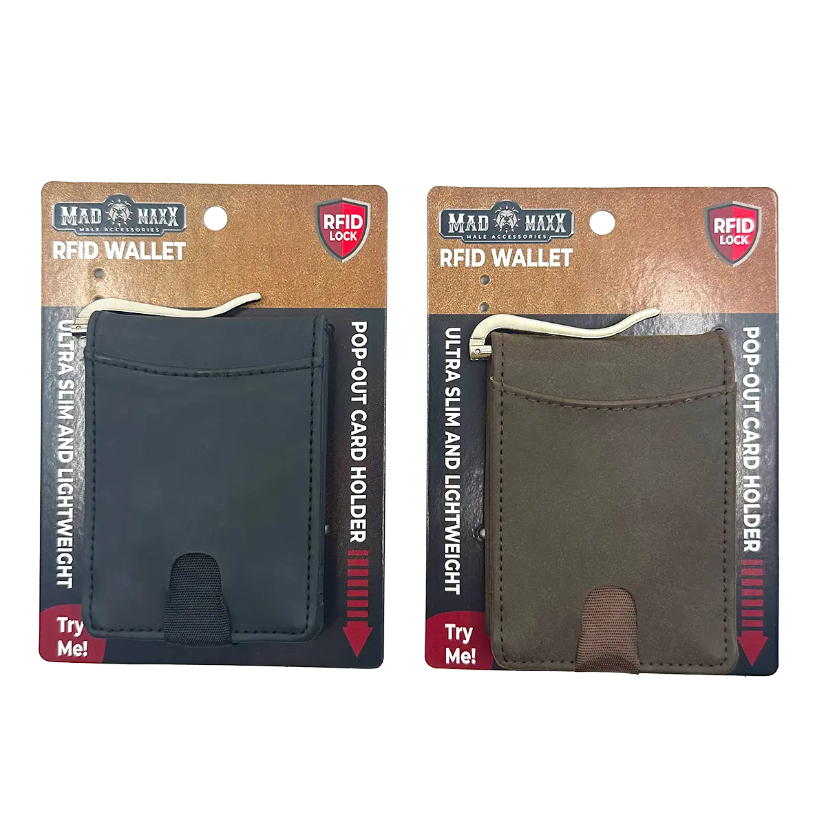 Leather RFID Blocking Ultra Slim Wallet - 6 Pieces Per Retail Ready Display 24003 ROUGHNECK