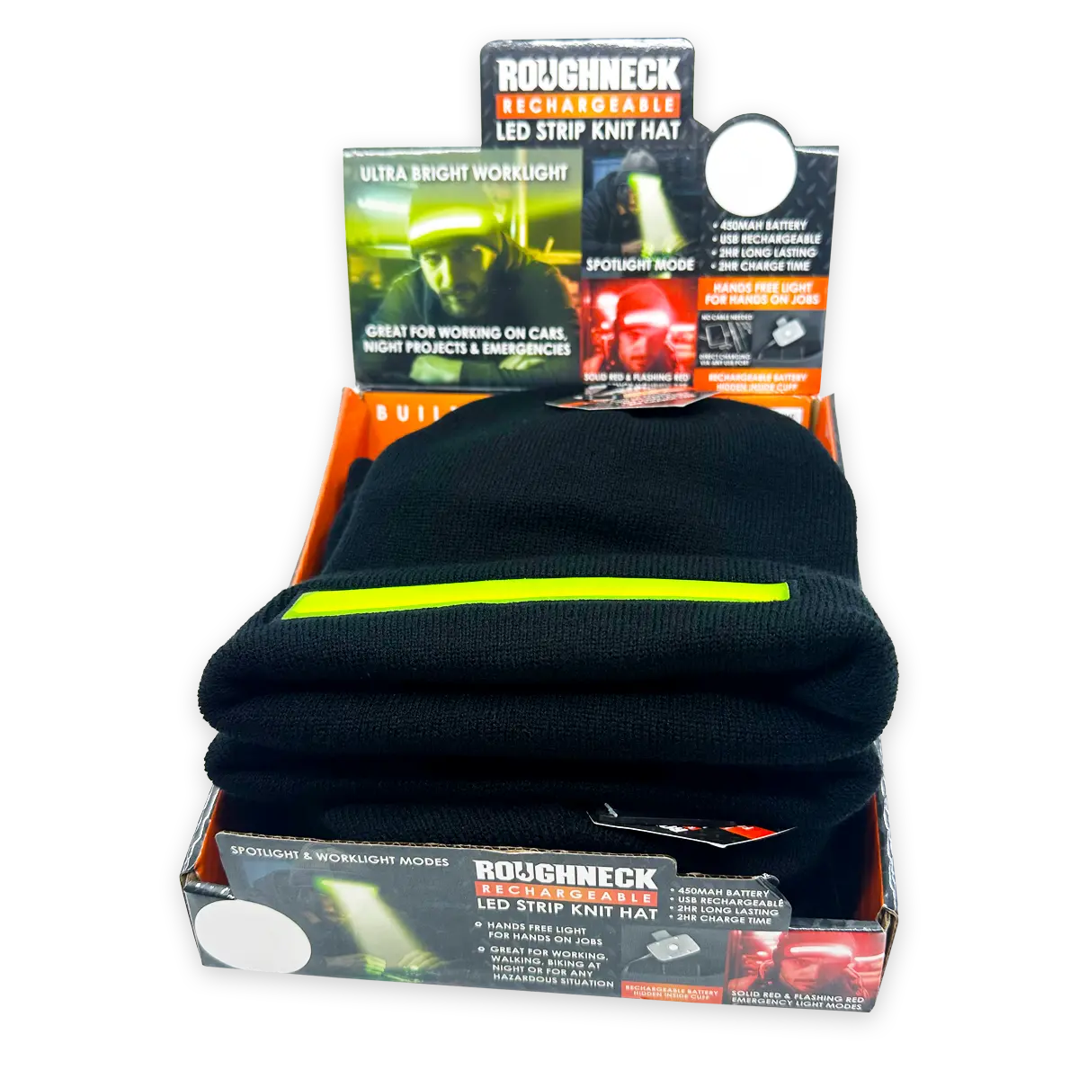 Cuffed Knit Hat Beanie with LED Strip Light - 6 Pieces Per Retail Ready Display 24055 ROUGHNECK