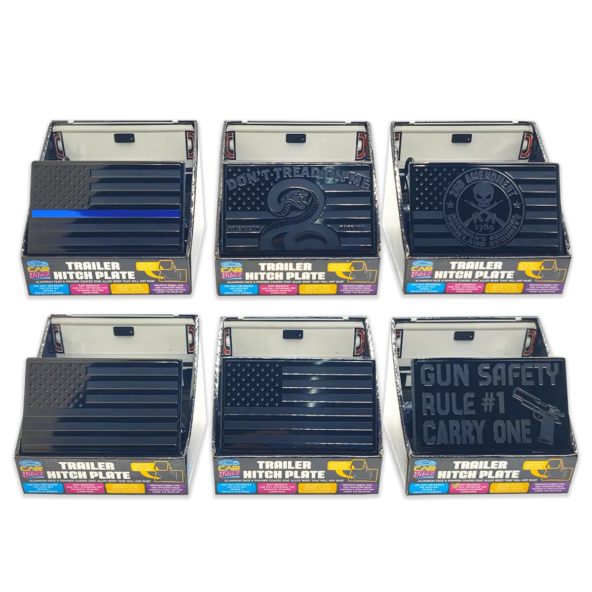 Trailer Hitch Plate Insert - 6 Pieces Per Retail Ready Display 24069 CAR VIBEZ
