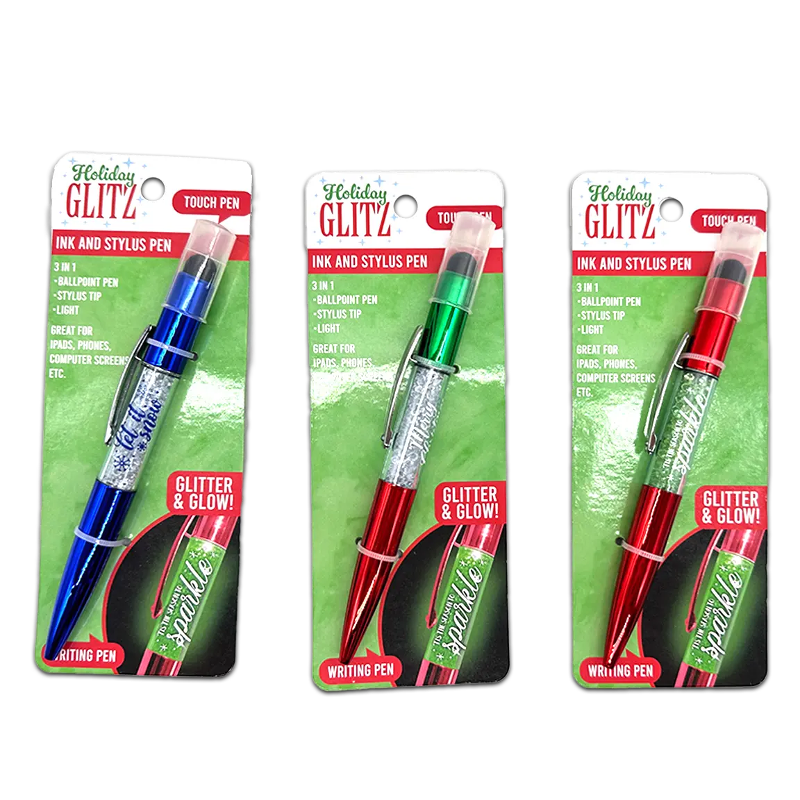 Christmas Glitter Pen- 6 Pieces Per Retail Ready Display 24071 NOVELTY INC