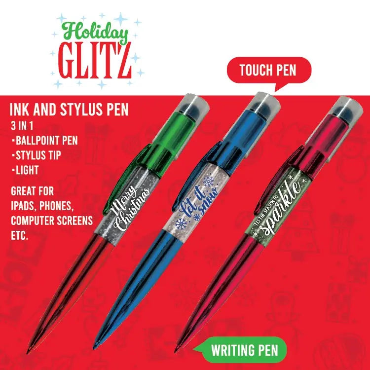Christmas Glitter Pen- 6 Pieces Per Retail Ready Display 24071 NOVELTY INC