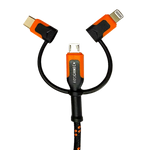 Charging Cable 3 in 1 Multi-Head USB-to-USB-C / Lightning / Micro USB 10FT 2.4 Amp - 4 Pieces Per Pack 24171 ROUGHNECK