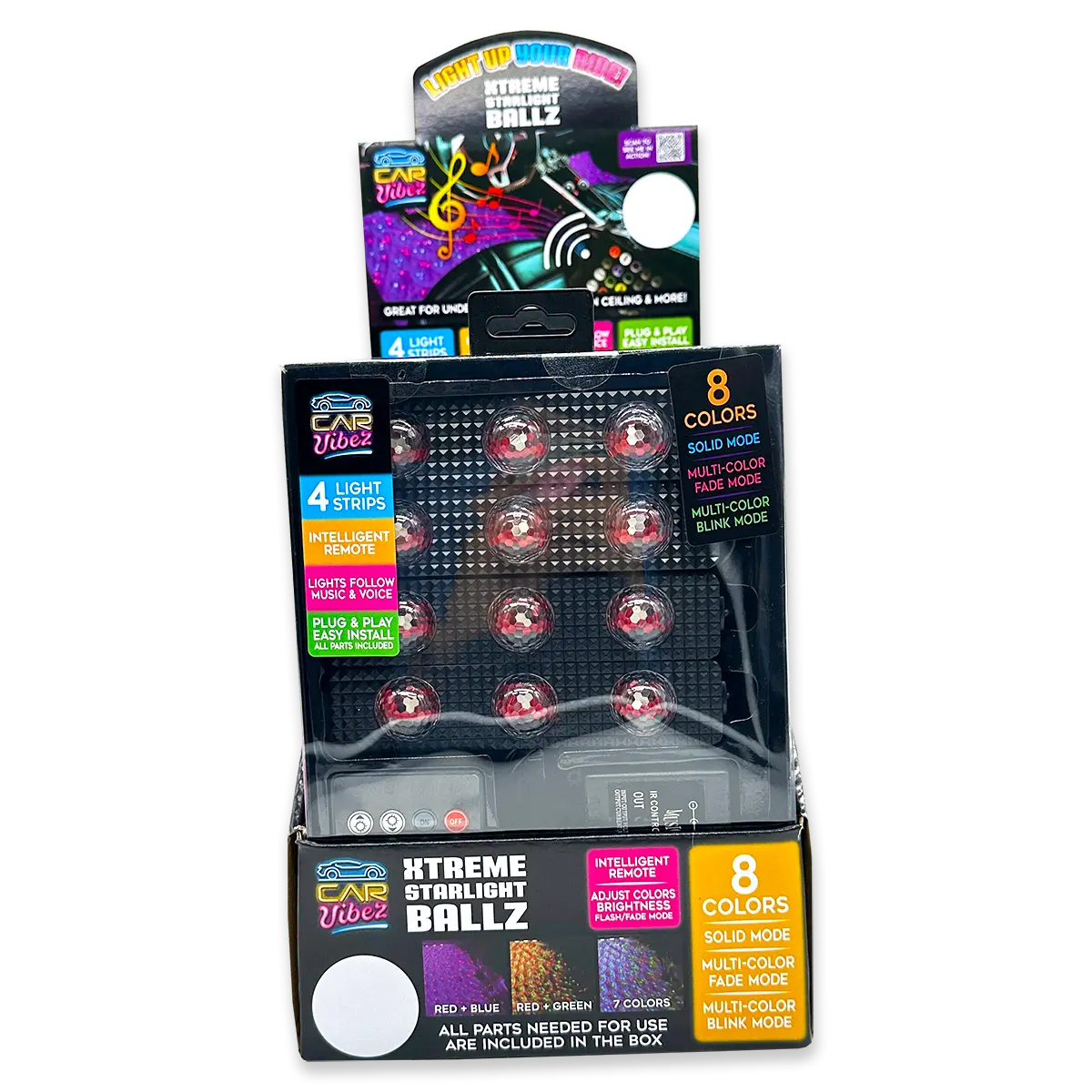 Mood Light Xtreme Starlight Ballz with Remote - 6 Pieces Per Retail Ready Display 24114 CAR VIBEZ