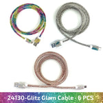Charging Cable  3FT 2.4Amp Glitz N Glam Assortment - 6 Pieces Per Retail Ready Display 24130 GADGET GEAR