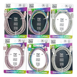 Charging Cable  3FT 2.4Amp Glitz N Glam Assortment - 6 Pieces Per Retail Ready Display 24130 GADGET GEAR