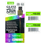 Charging Cable  3FT 2.4Amp Glitz N Glam Assortment - 6 Pieces Per Retail Ready Display 24130 GADGET GEAR