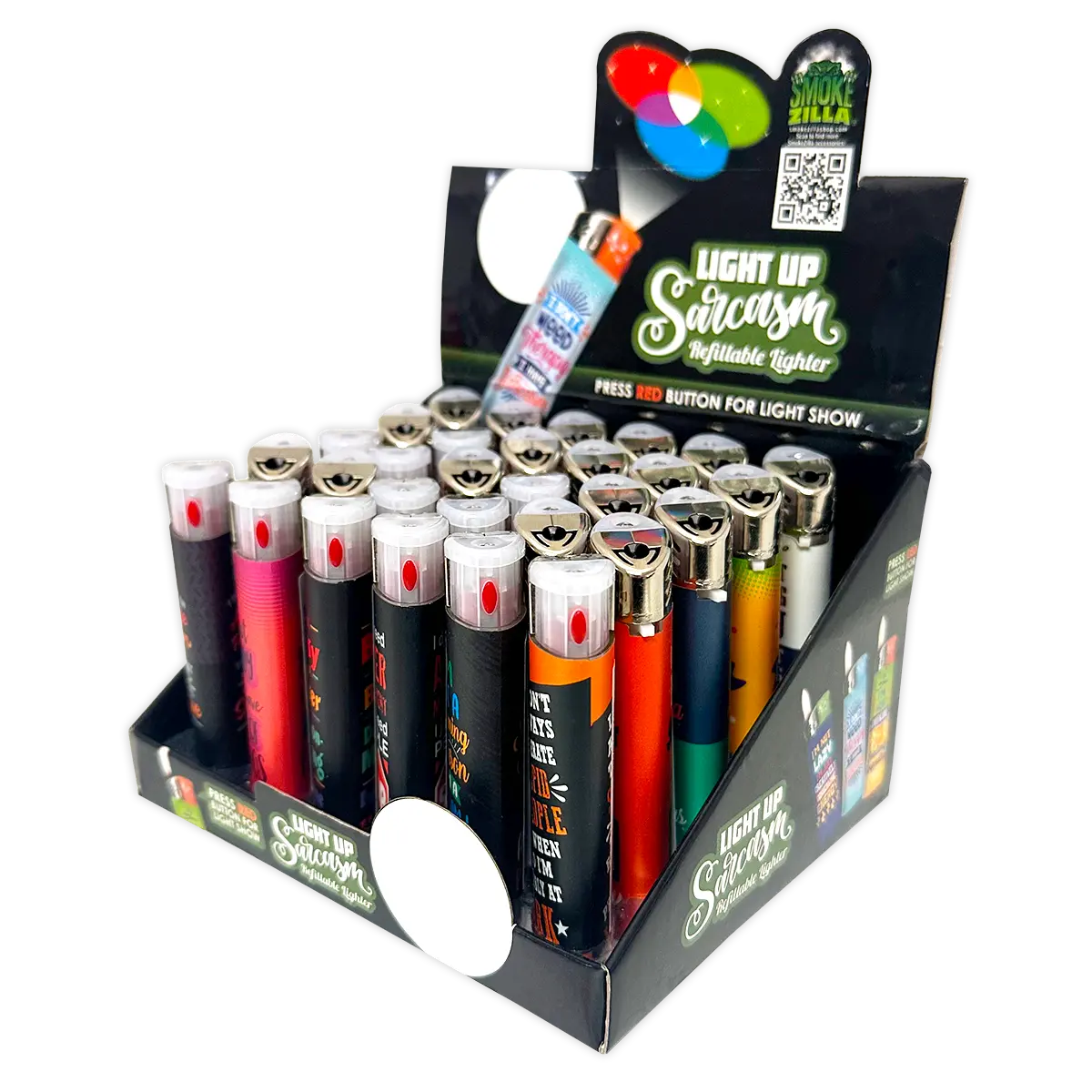 Sarcastic Light Up Curve Lighter - 30 Pieces Per Retail Ready Display 24333 SMOKEZILLA