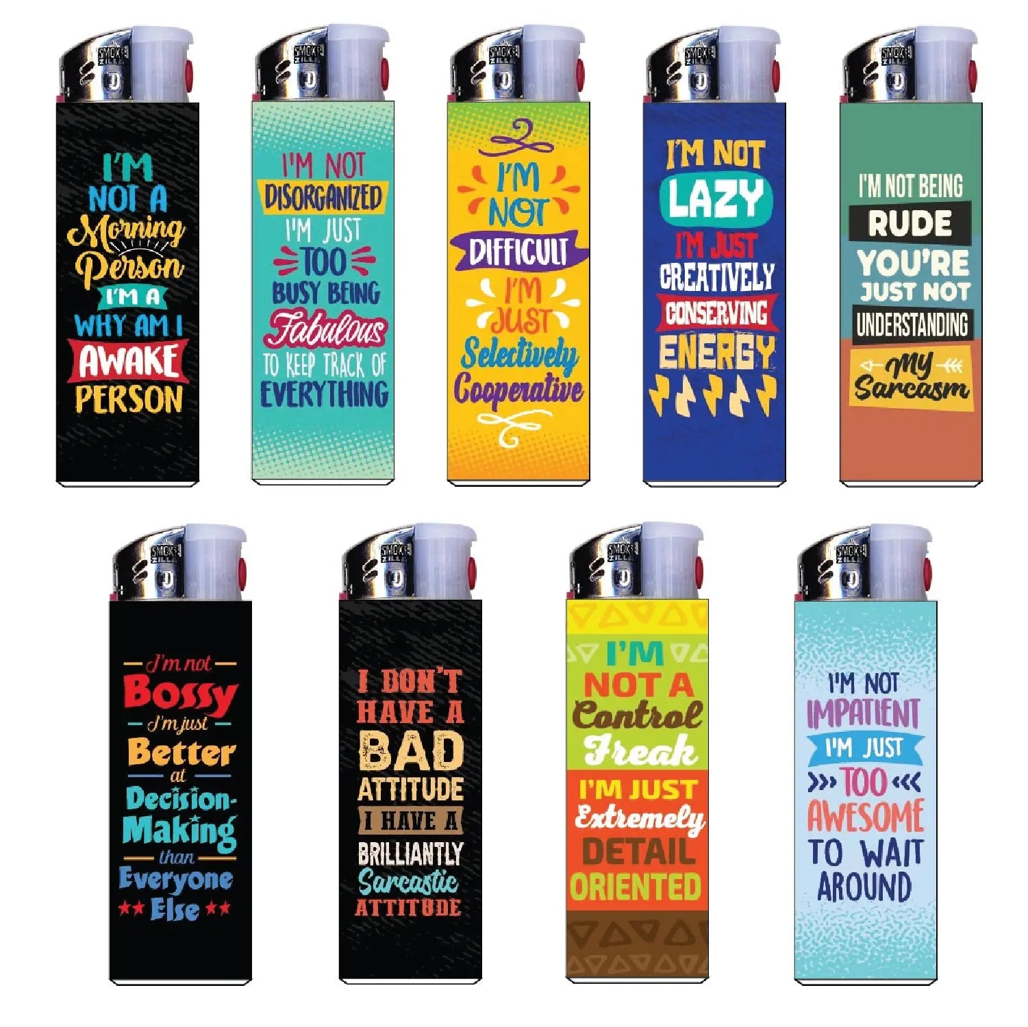 Sarcastic Light Up Curve Lighter - 30 Pieces Per Retail Ready Display 24333 SMOKEZILLA