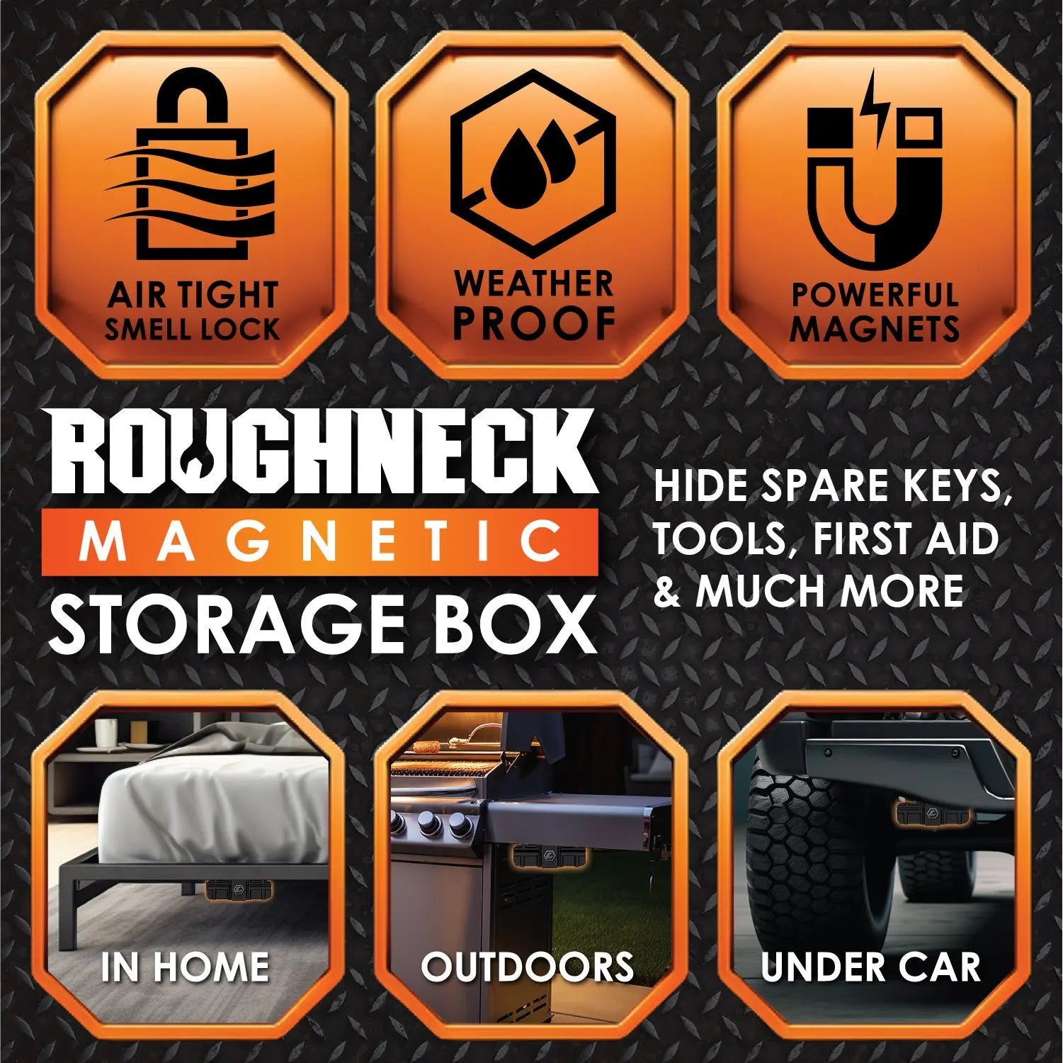 Smell Proof Magnetic Storage Box - 6 Pieces Per Retail Ready Display 24346 ROUGHNECK