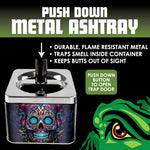 Push Down Metal Ashtray- 6 Per Retail Ready Wholesale Display 24446 SMOKEZILLA