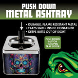 Push Down Metal Ashtray- 6 Per Retail Ready Wholesale Display 24446 SMOKEZILLA