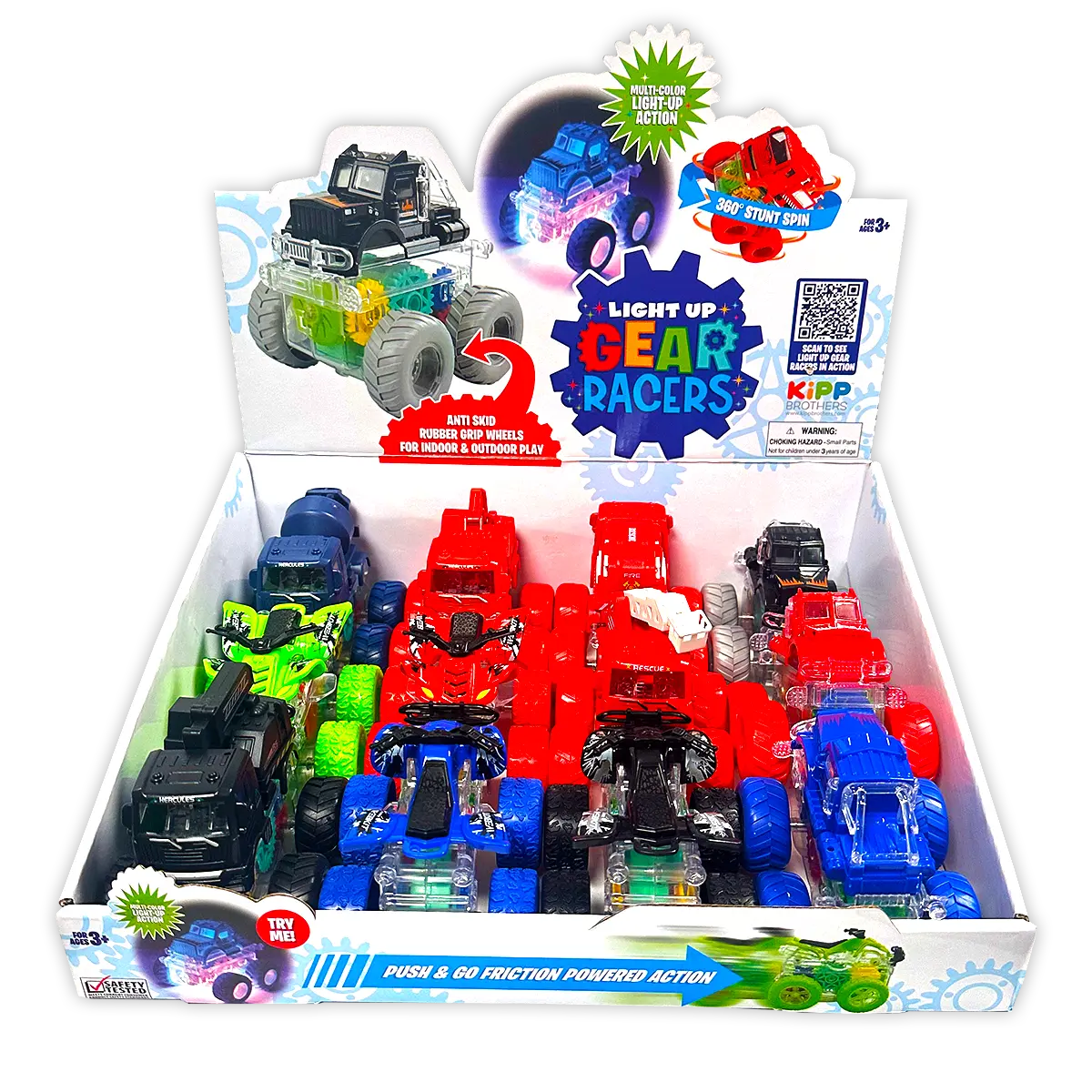 Friction Toy Car Light-Up Assortment - 12 Pieces Per Retail Ready Display 24451 KIPP BROTHERS