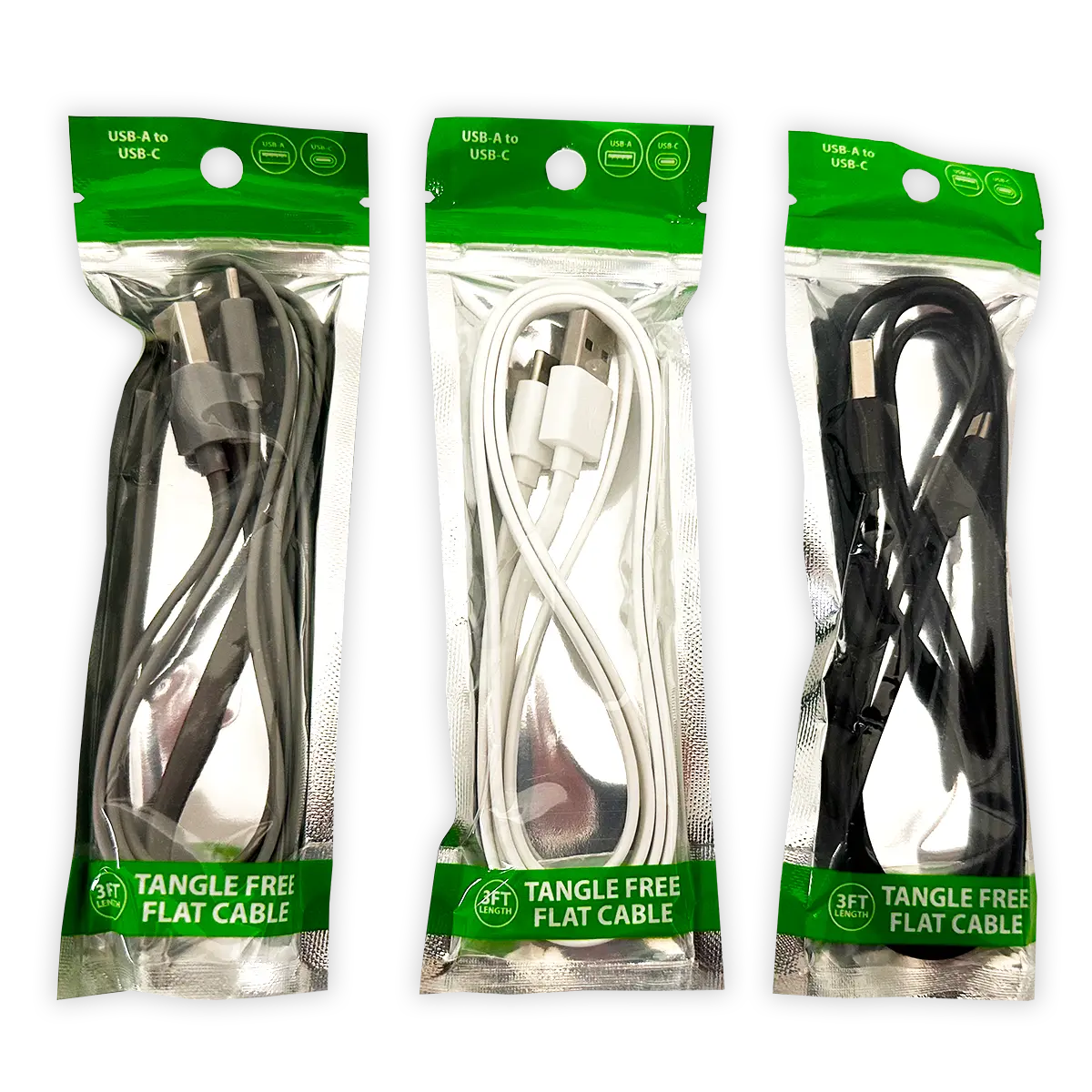 Charging Cable Flat USB to USB-C 3FT - 20 Pieces Per Pack 24463 NOVELTY INC