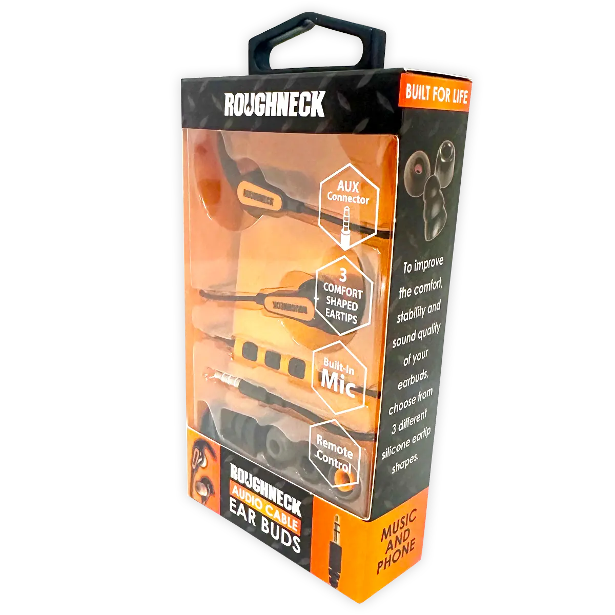 Wired Earbuds with Mic - 3 Pieces Per Pack 24539 ROUGHNECK