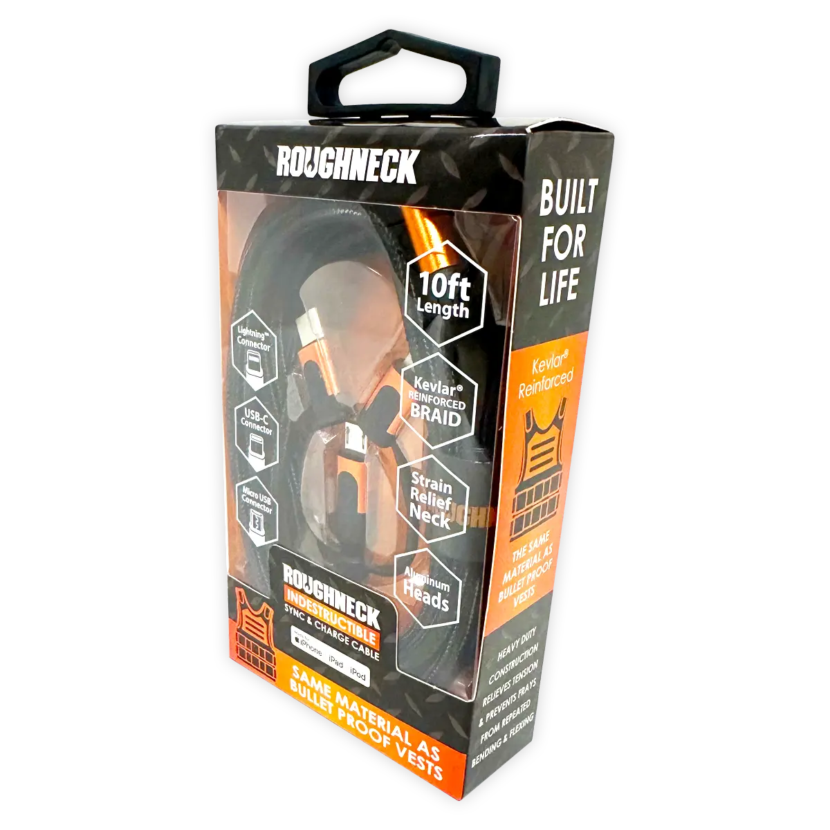 Charging Cable USB 3 in 1 Multi-Head USB-C / Micro USB / Lightning 10FT -  3 Pieces Per Pack 24561 ROUGHNECK