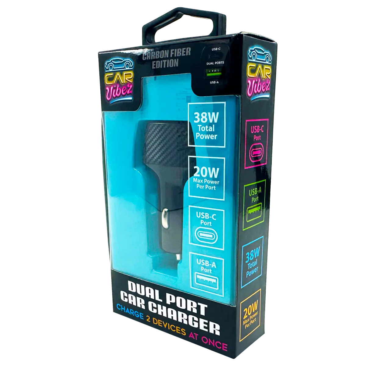 Car Charger Dual USB / USB-C 38 Watts - 3 Pieces Per Pack 24562 CAR VIBEZ