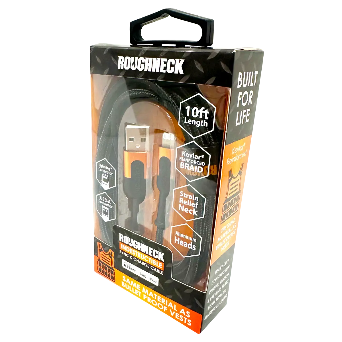 Charging Cable Roughneck USB to Lightning 10FT 2.4 Amp - 3 Pieces Per Pack 24567 ROUGHNECK