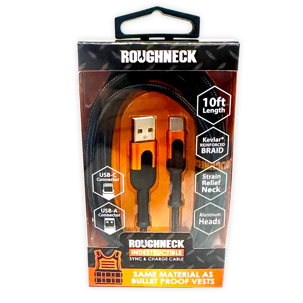 Charging Cable Roughneck USB to USB-C 10FT 2.4 Amp - 3 Pieces Per Pack 24569 ROUGHNECK