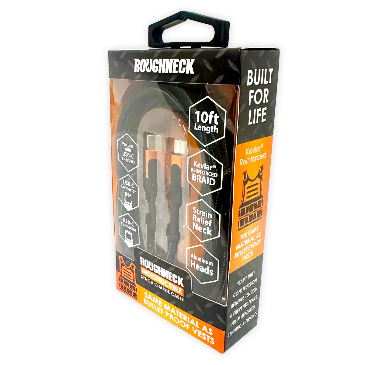 Charging Cable Roughneck USB-C to USB-C 10FT 2.4 Amp - 3 Pieces Per Pack 24571 ROUGHNECK
