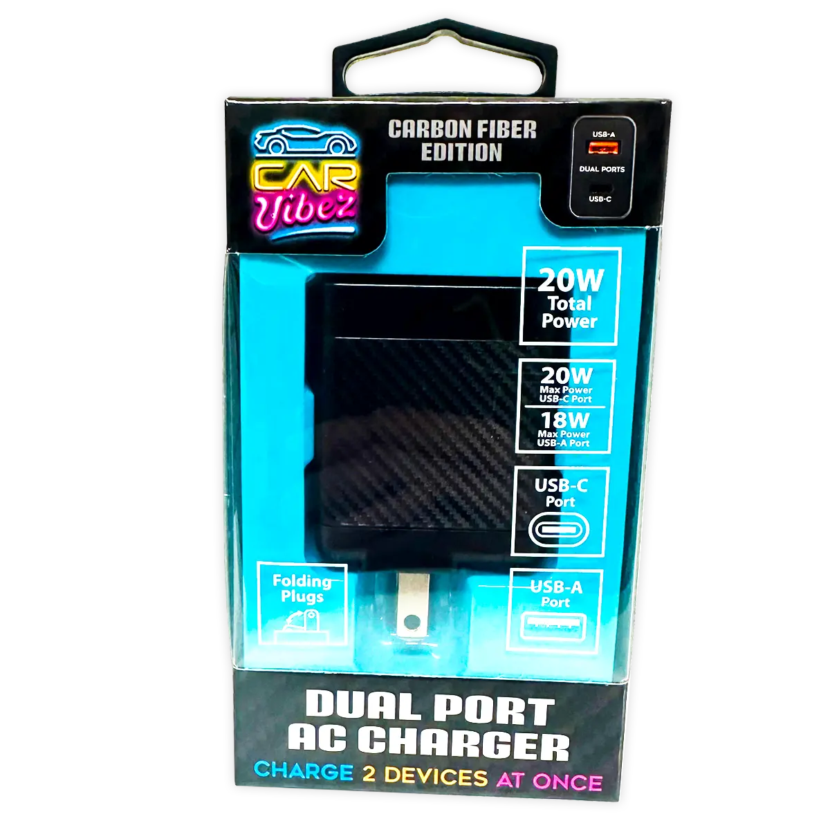 AC Wall Charger Dual USB / USB-C Ports 20 Watts - 3 Pieces Per Pack 24573 CAR VIBEZ