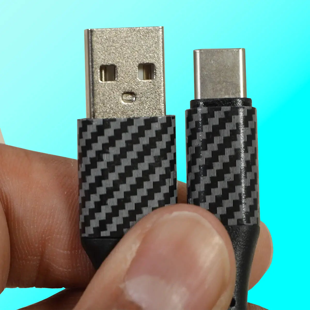 Charging Cable Carbon Fiber USB to USB-C 4FT 3 Amp - 3 Pieces Per Pack 24575 CAR VIBEZ