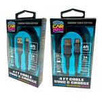Charging Cable Carbon Fiber USB to USB-C 4FT 3 Amp - 3 Pieces Per Pack 24575 CAR VIBEZ